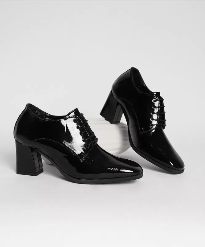 The Classic Black Patent Square Toe Derby