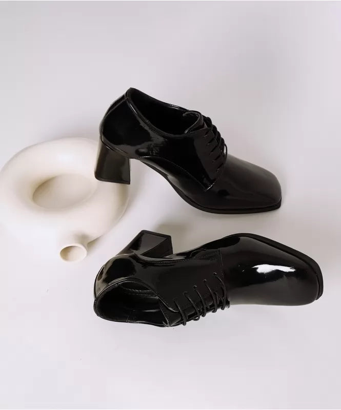 The Classic Black Patent Square Toe Derby