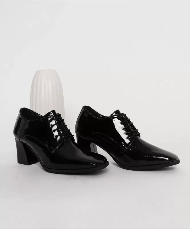 The Classic Black Patent Square Toe Derby