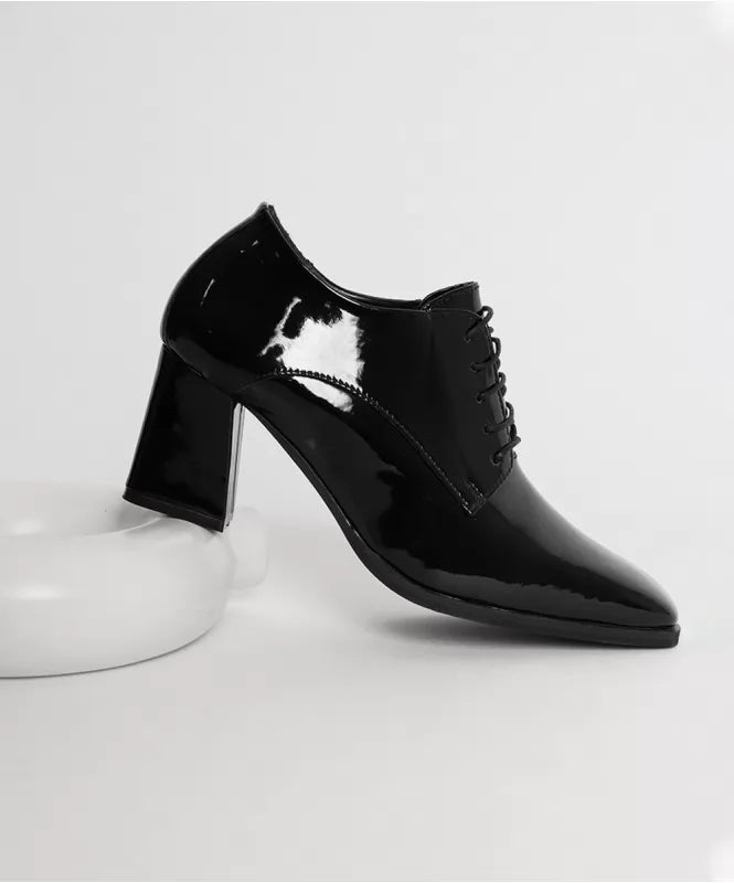 The Classic Black Patent Square Toe Derby