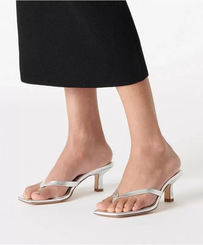 V-Strap Silver Heels