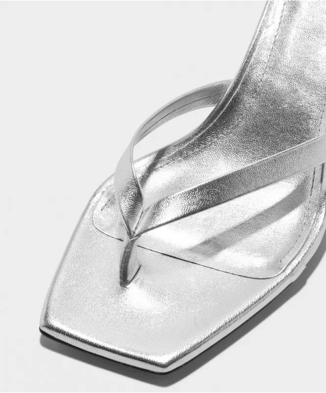 V-Strap Silver Heels