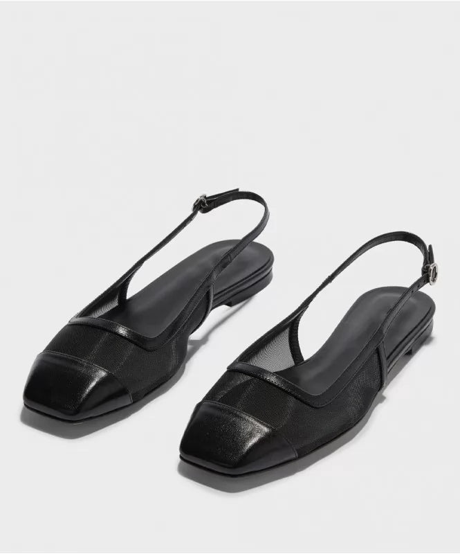 Black Mesh Slingback Flats