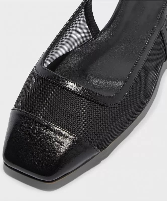 Black Mesh Slingback Flats