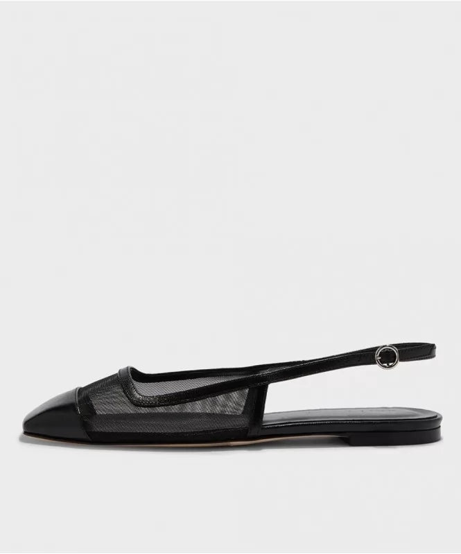 Black Mesh Slingback Flats