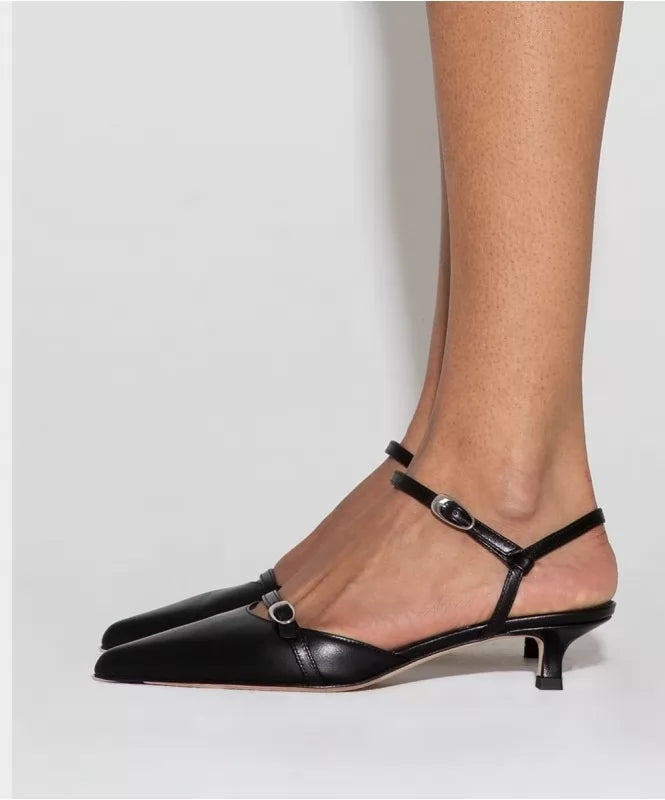 Black Pointed Slingback Heels