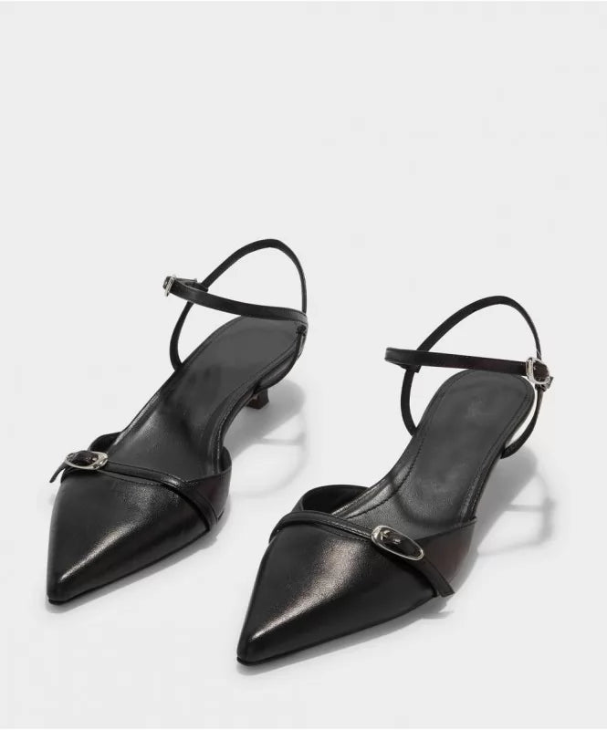 Black Pointed Slingback Heels