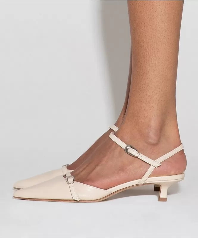 Pointed Cream Slingback Heels