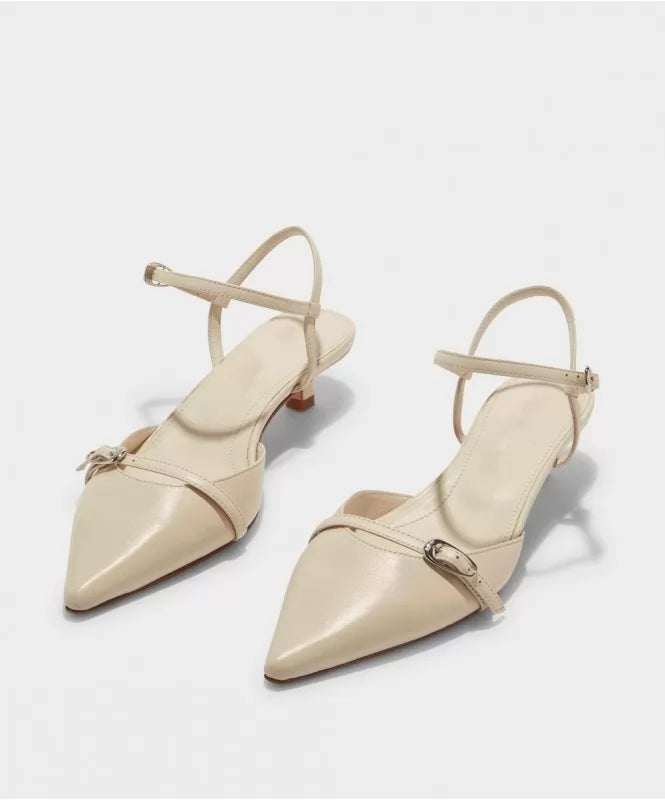 Pointed Cream Slingback Heels