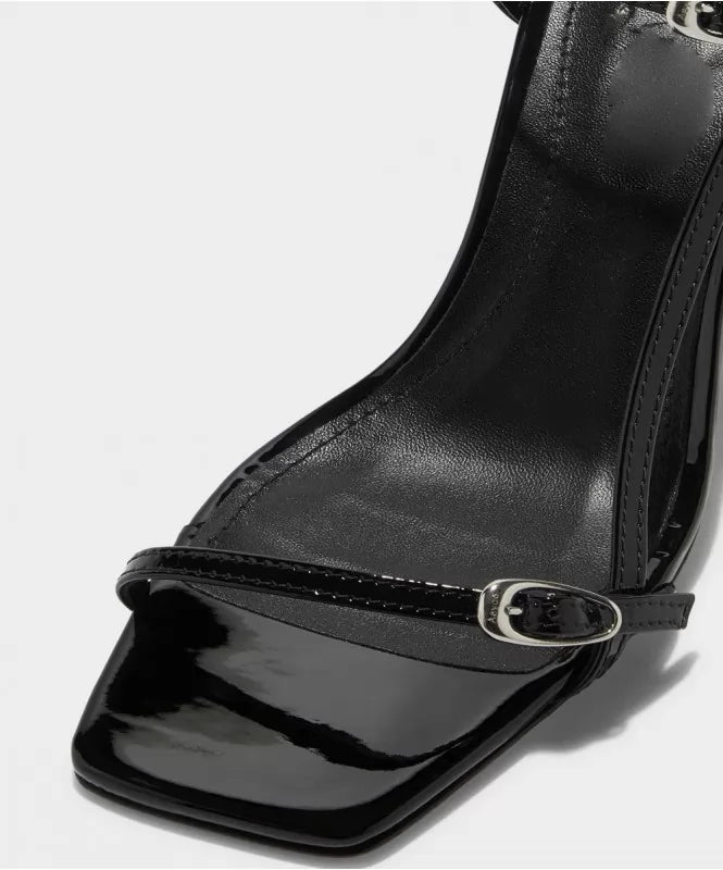 Strappy Black High Block Heels