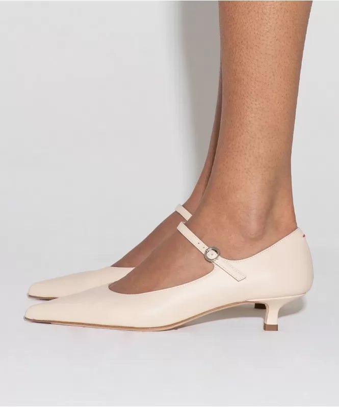 Pointed Cream Maryjane Pumps