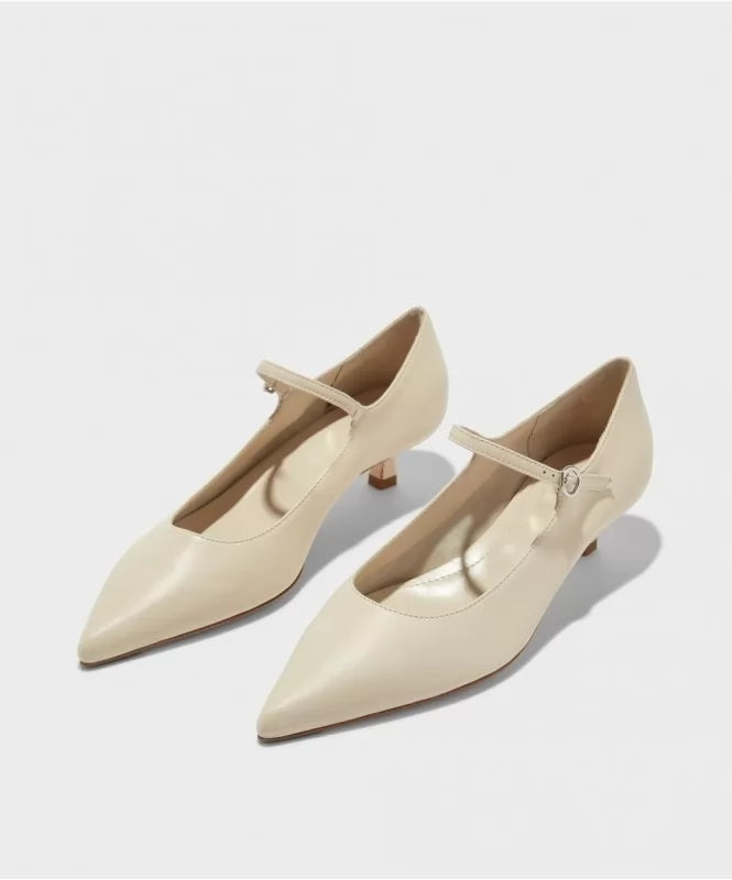 Pointed Cream Maryjane Pumps