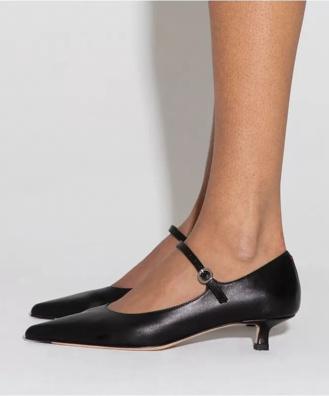 Pointed Black Maryjane Pumps