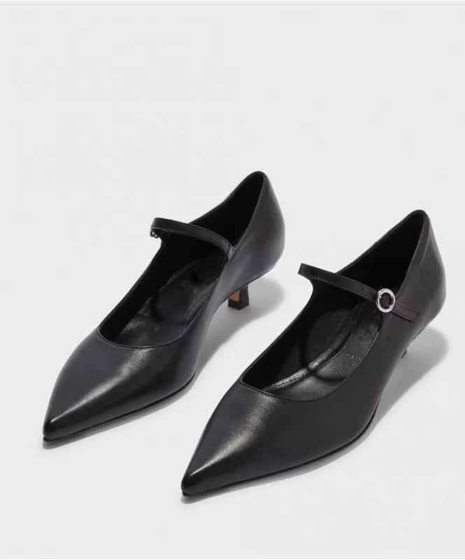 Pointed Black Maryjane Pumps