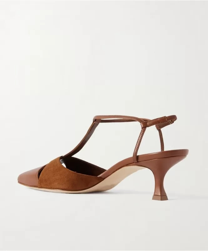 Brown Cutout Slingback Heels