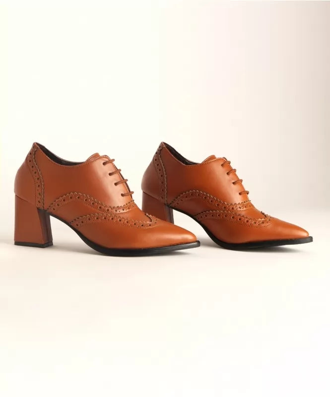 Tan Brown Brogue Oxford Shoes 