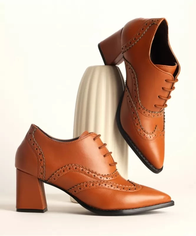 Tan Brown Brogue Oxford Shoes 